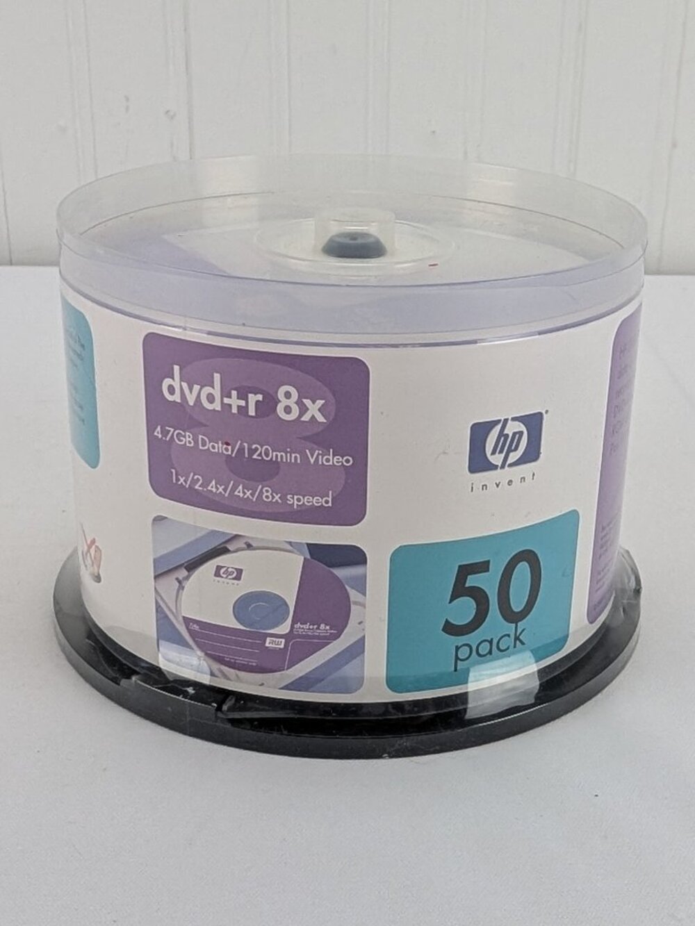 HP DVD+R 8X Blank 50 Pack 4.7GB Data 120min Video Spindal Container New 2003